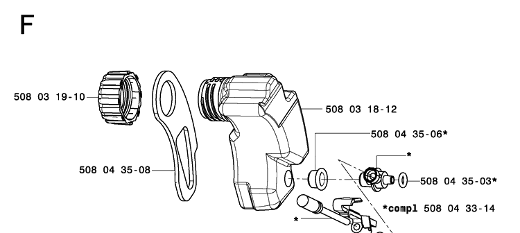 Oil Tank Diagram and Parts List for 317 20050100001-20053600000 Husqvarna Chainsaw