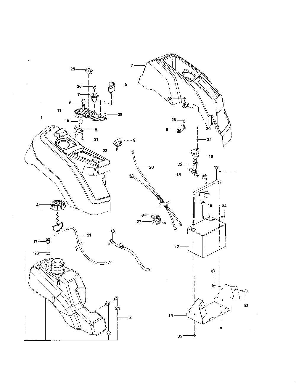 Ignition Diagram and Parts List for 967324401-00  Husqvarna Lawn Mower