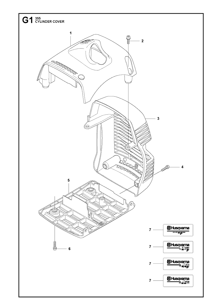 Cylinder Cover 3 Diagram and Parts List for 355FX  Husqvarna Brush Cutter