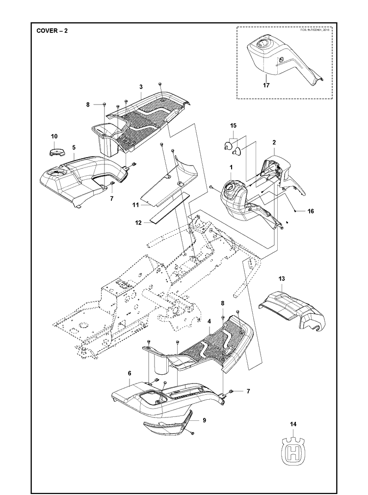 Cover 3 Diagram and Parts List for R216T AWD Husqvarna Lawn Mower