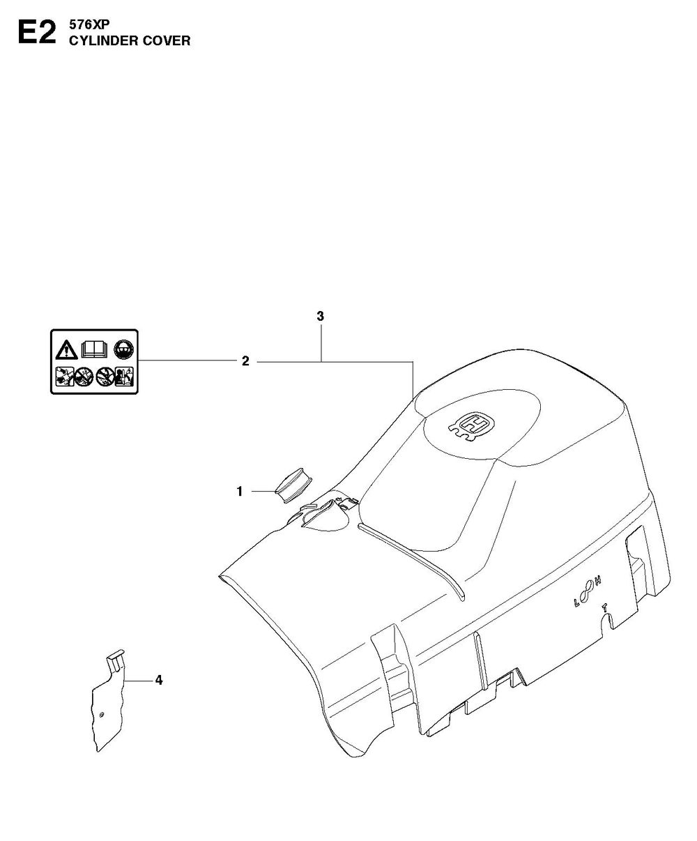 Cylinder Cover Diagram and Parts List for 576XP-576XPG 576 XP W - 576 XP GW Husqvarna Chainsaw