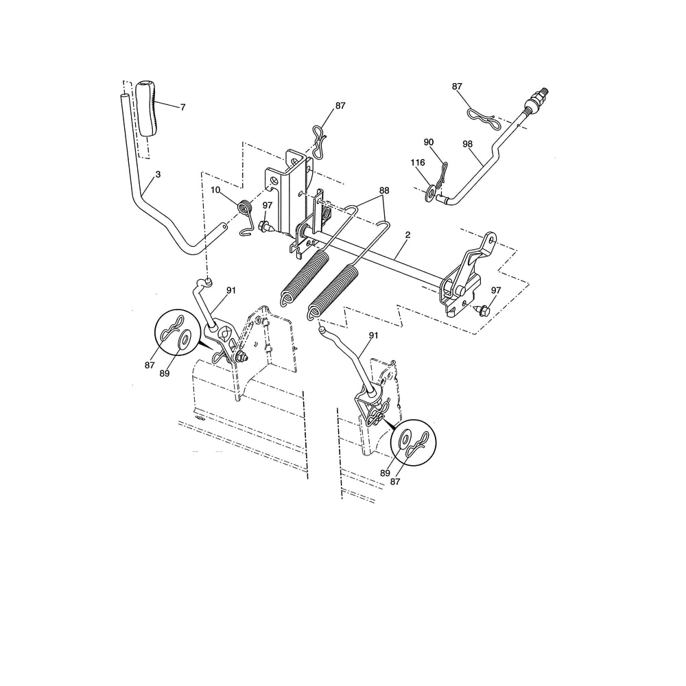 Mower Lift Diagram and Parts List for LGT2654-96045004700  Husqvarna Lawn Tractor