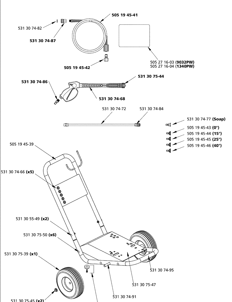 Repair Parts Diagram and Parts List for 9032PW (966872003)(2008-02) Husqvarna Pressure Washer