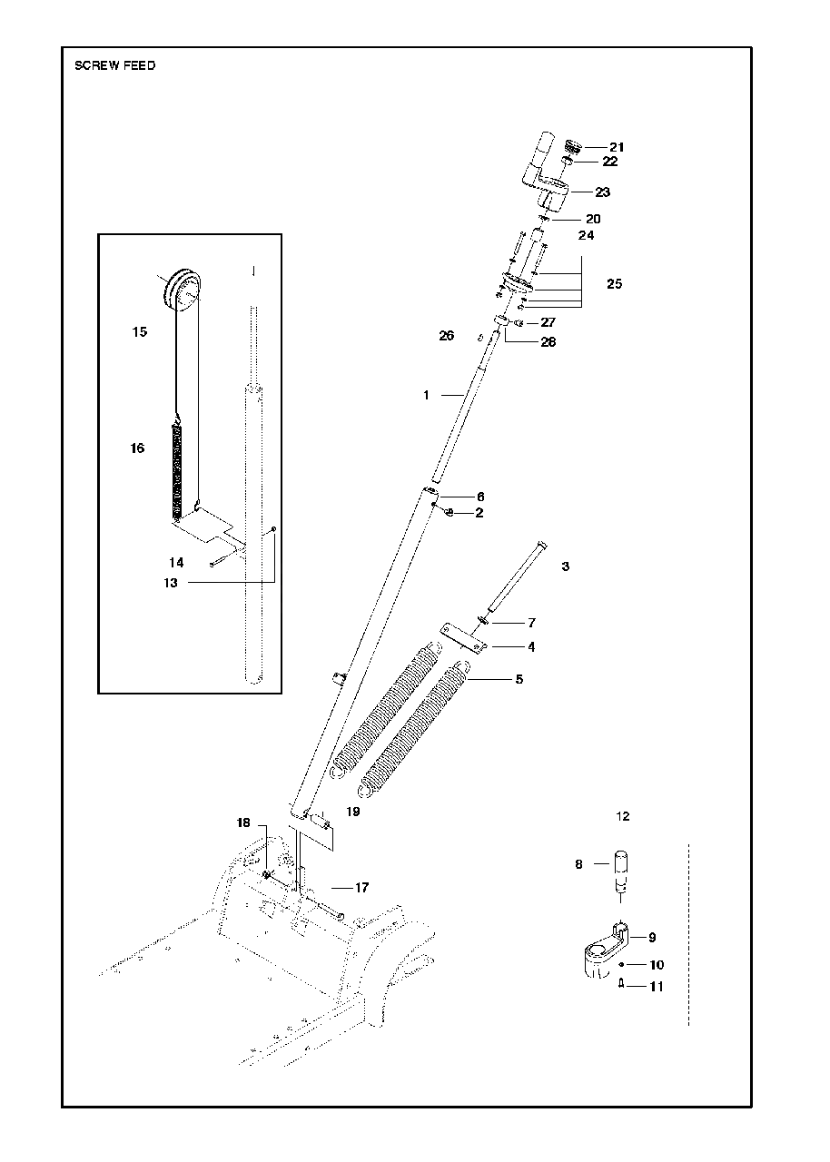 Height Adjustment Diagram and Parts List for FS520 (FS 524)(2007-08) Husqvarna Circular Saw