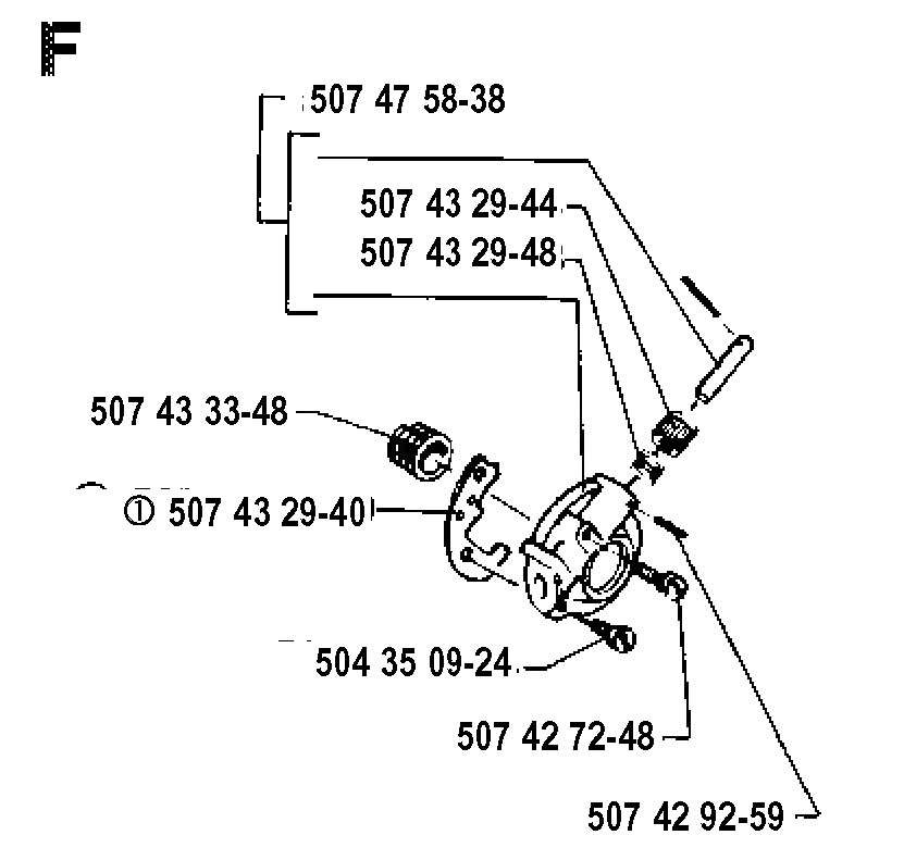 Clutch And Oil Pump Diagram and Parts List for 35 19902200001 & Above Husqvarna Chainsaw