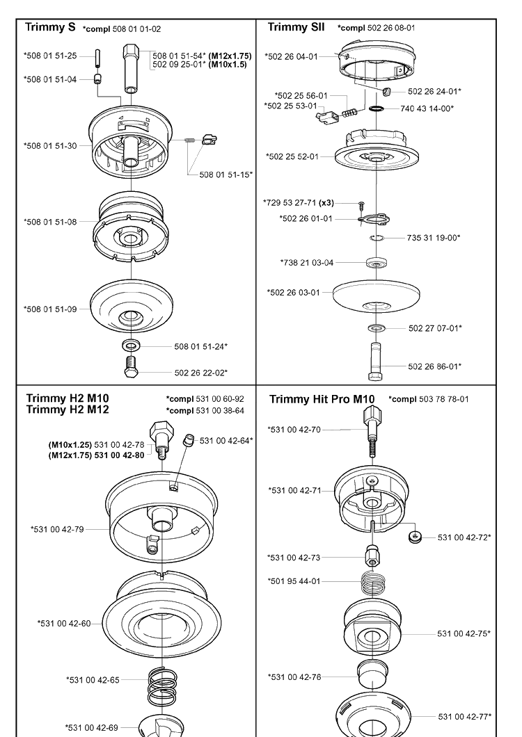 Trimmer Head 3 Diagram and Parts List for 20004000001-20010900000  Husqvarna Edger