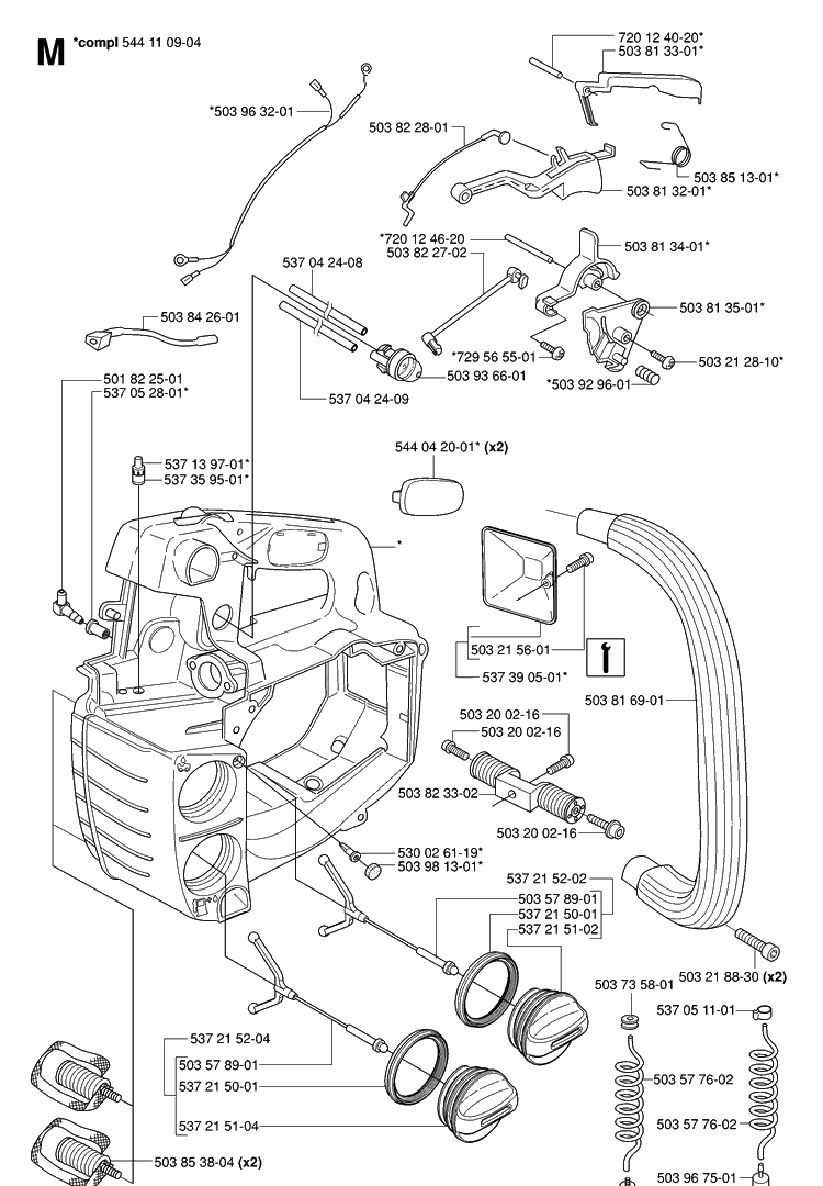 Fuel Tank Diagram and Parts List for 338XPT 20063600001-Current Husqvarna Chainsaw