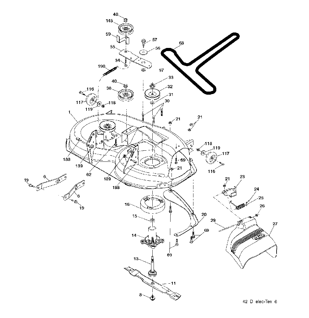 Mower Deck / Cutting Deck Diagram and Parts List for LTH1842TWIN (96041005300, 960410053)(2007-03) Husqvarna Lawn Tractor