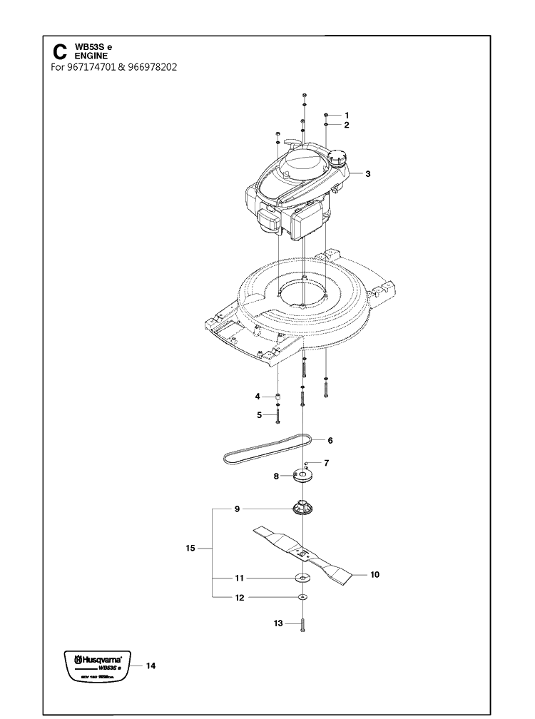Engine 2 Diagram and Parts List for WB53SE  Husqvarna Lawn Mower