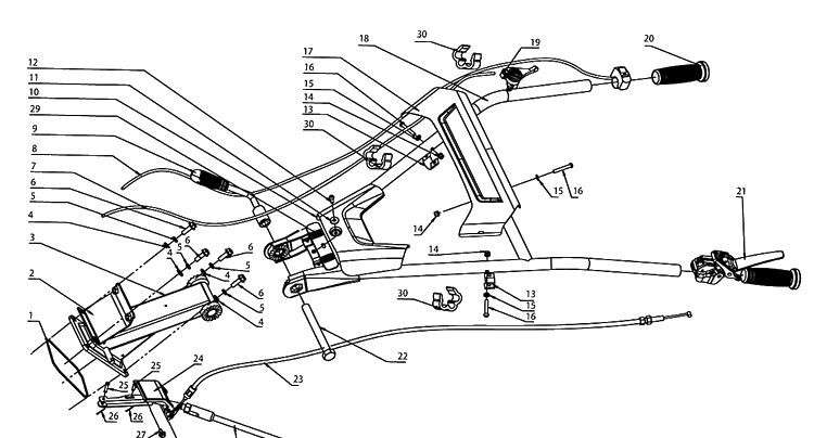 Handle And Controls Diagram and Parts List for TF338P  Husqvarna Cultivator
