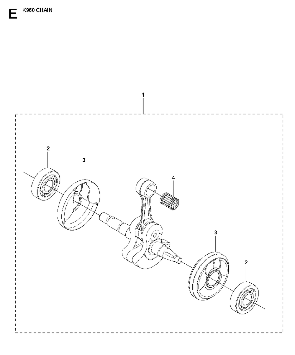 Crankshaft Diagram and Parts List for K960CHAIN 2008-03 Husqvarna Circular Saw
