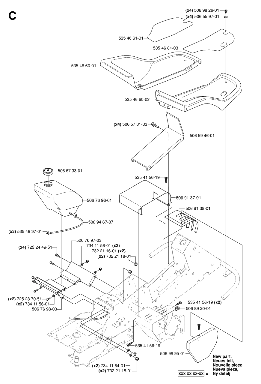 Hood 2 Diagram and Parts List for R15-V2AWD (965080101)(2006-05) Husqvarna Lawn Tractor