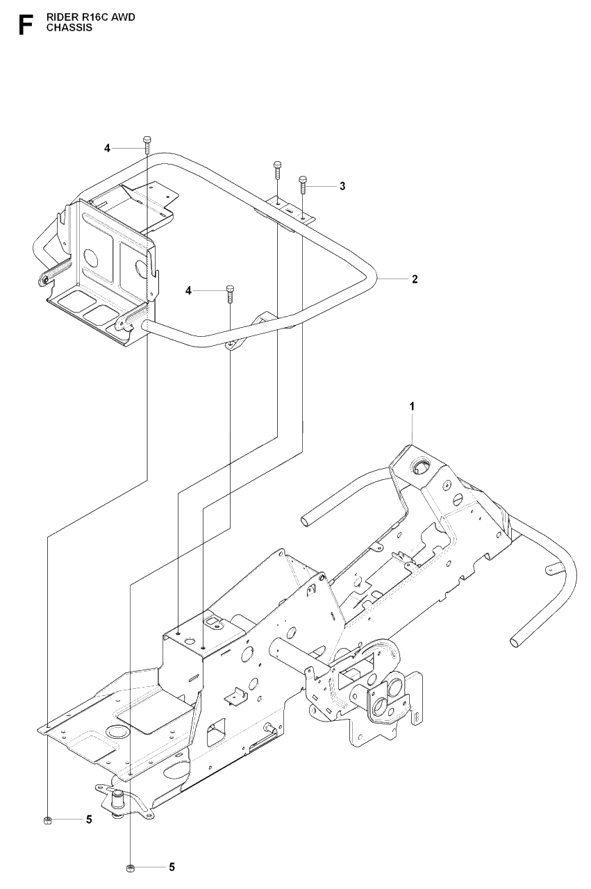 Chassis Lower Diagram and Parts List for R16CAWD (966830301)(2009-04) Husqvarna Lawn Tractor