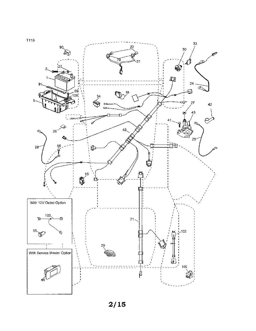 Electrical Diagram and Parts List for YTH24V54-96043018800  Husqvarna Lawn Tractor