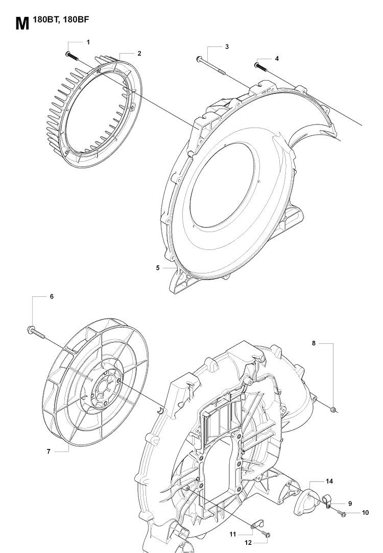 Fan Diagram and Parts List for 180BF 20084000001-Current Husqvarna Leaf Blower / Vacuum