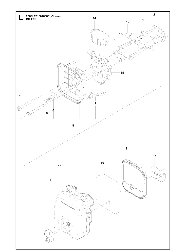 Carburetor And Air Filter 3 Diagram and Parts List for 236R  Husqvarna Brush Cutter