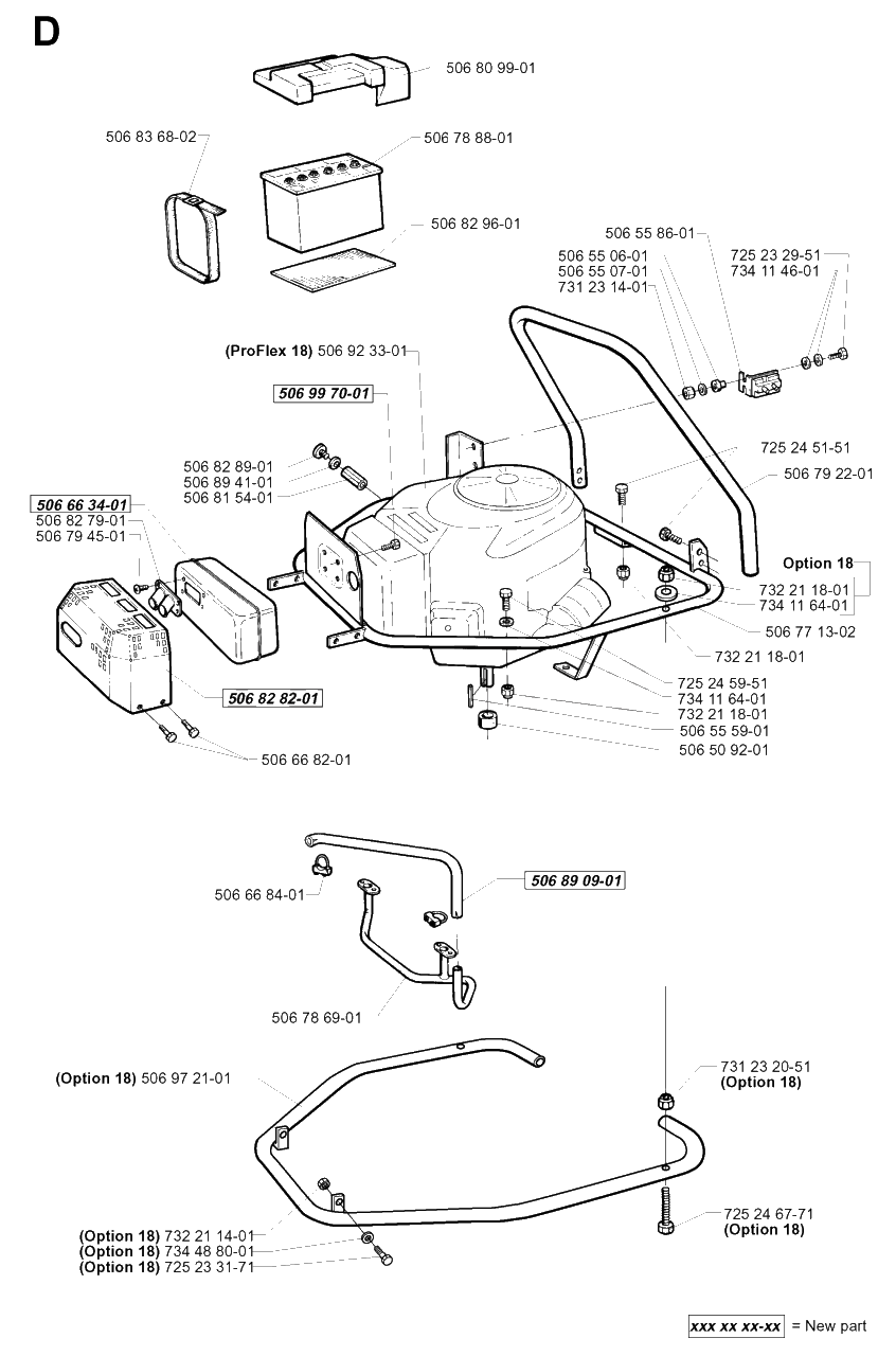 Engine Diagram and Parts List for PF18 2000-02 Husqvarna Lawn Tractor