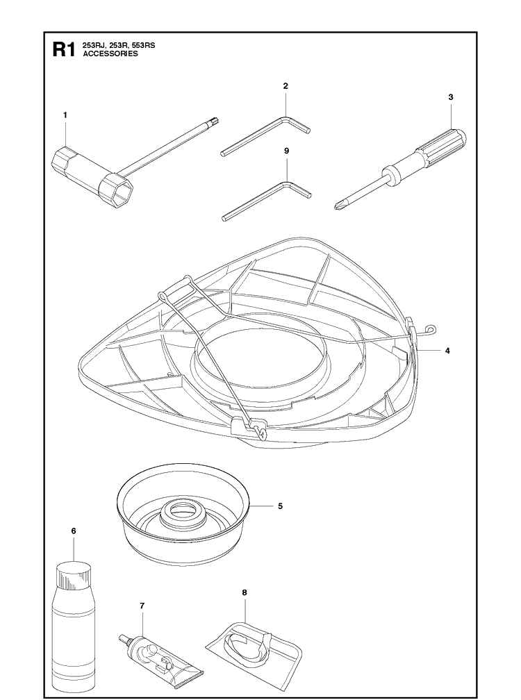 Accessories 2 Diagram and Parts List for 553RS  Husqvarna Brush Cutter