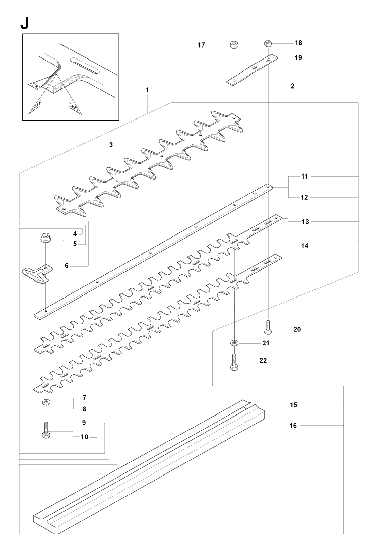 Cutting Equipment Diagram and Parts List for 326HD60 (X-SERIES)(20082200001-20090900000) Husqvarna Hedge Trimmer