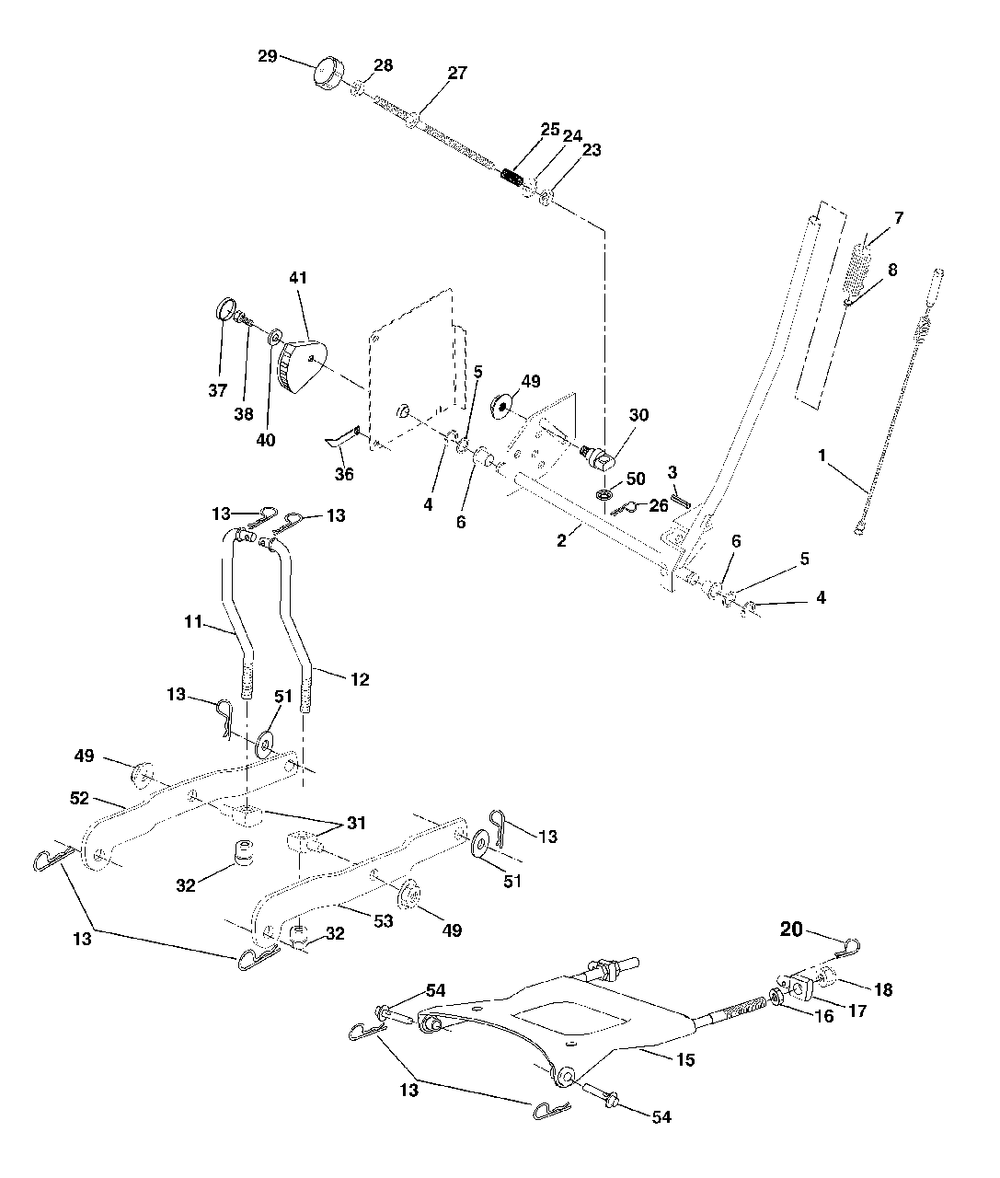 Mower Lift Diagram and Parts List for YTH1848XP (954567260-E)(2002-02) Husqvarna Lawn Tractor