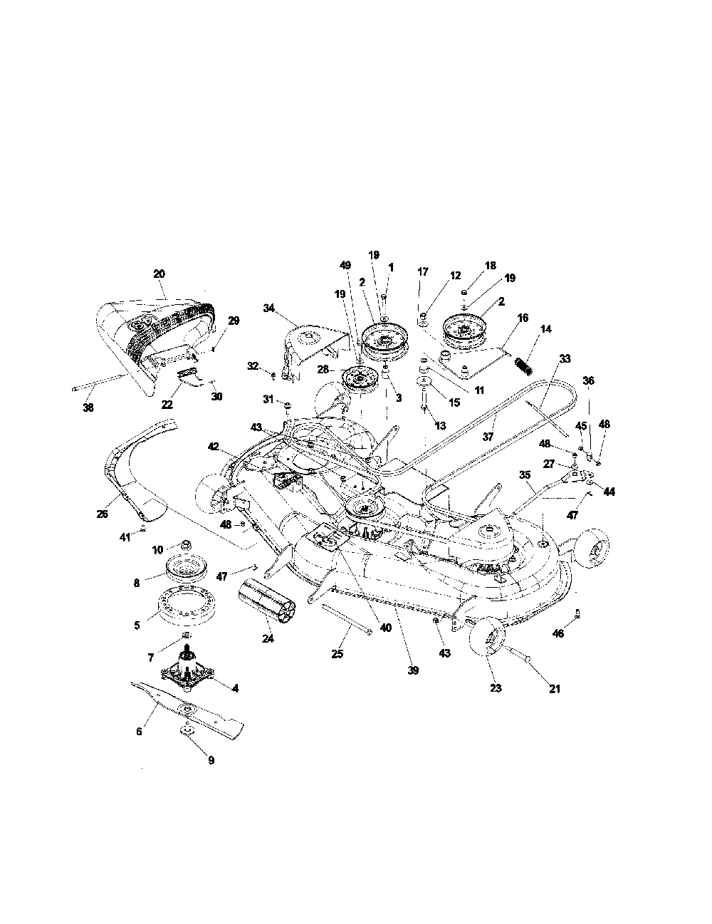 48" deck Diagram and Parts List for 917277820  Husqvarna Lawn Mower