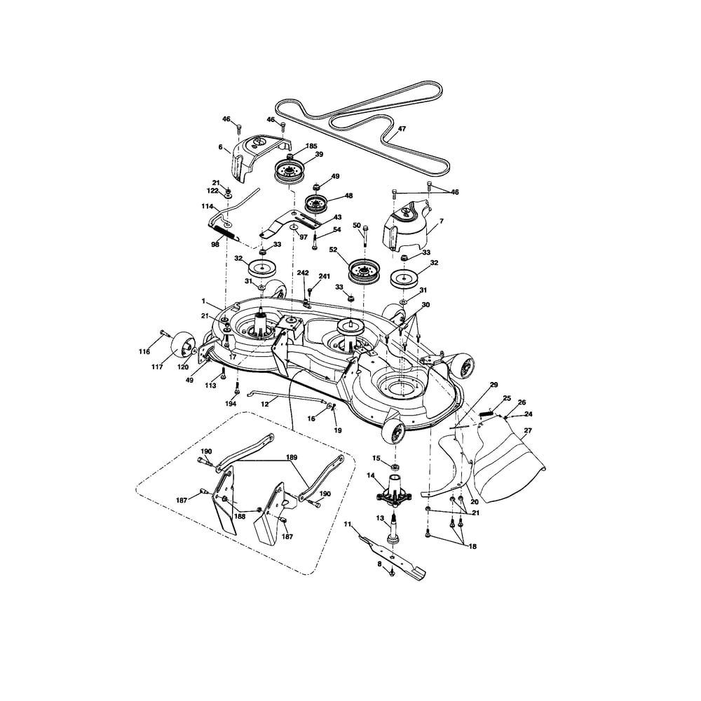 Mower Deck Diagram and Parts List for YTH2348-917289570  Husqvarna Lawn Tractor