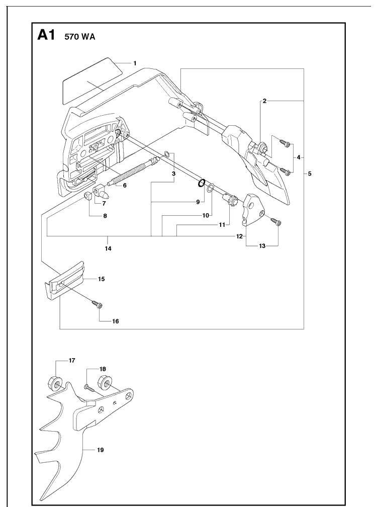 Clutch Cover Diagram and Parts List for 570 (570 EPA)(20090100001-Current) Husqvarna Chainsaw