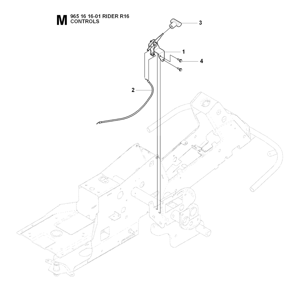 Controls Diagram and Parts List for R16 (965161601)(2007-06) Husqvarna Lawn Tractor