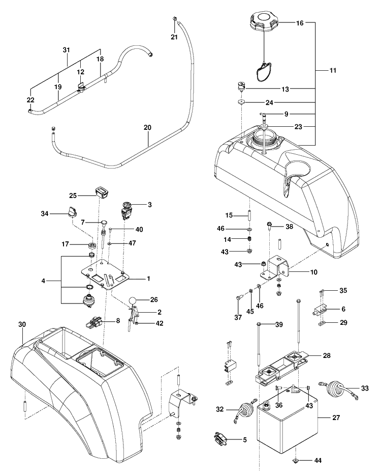 Ignition System Diagram and Parts List for M-ZT61BF (96717701000)(2014-02) Husqvarna Lawn Mower