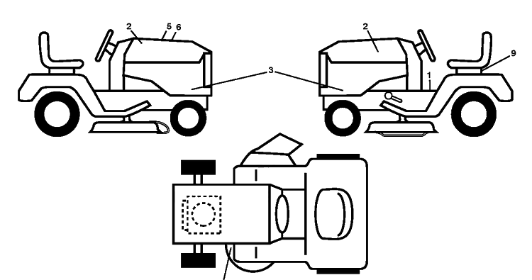 Decals Diagram and Parts List for YTH21K46 (96043012000)(2010-11) Husqvarna Lawn Tractor