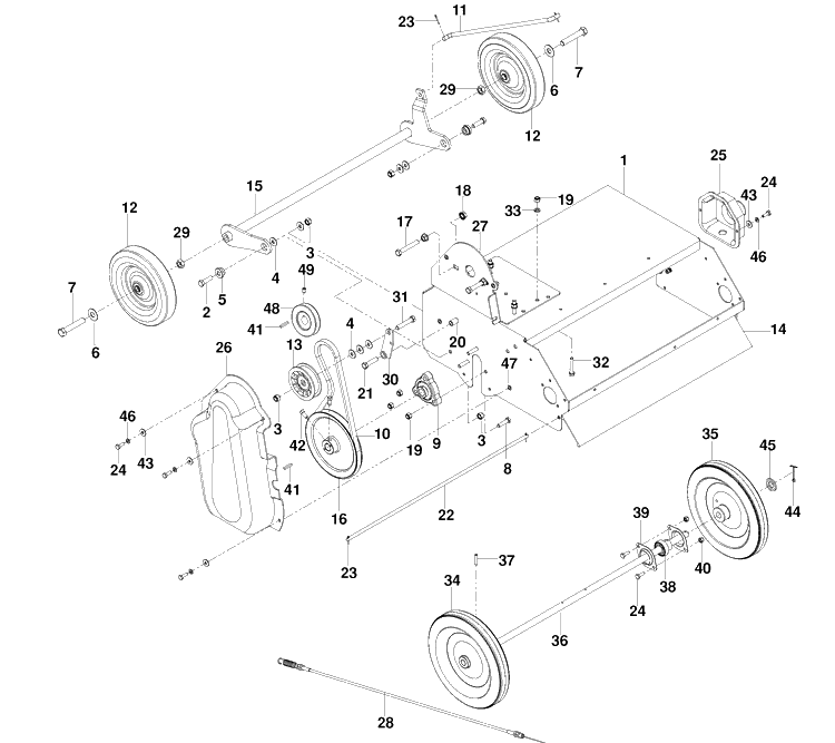 Frame 22 Inch Diagram and Parts List for DTF226 (966068501)(2010-02) Husqvarna Dethatcher