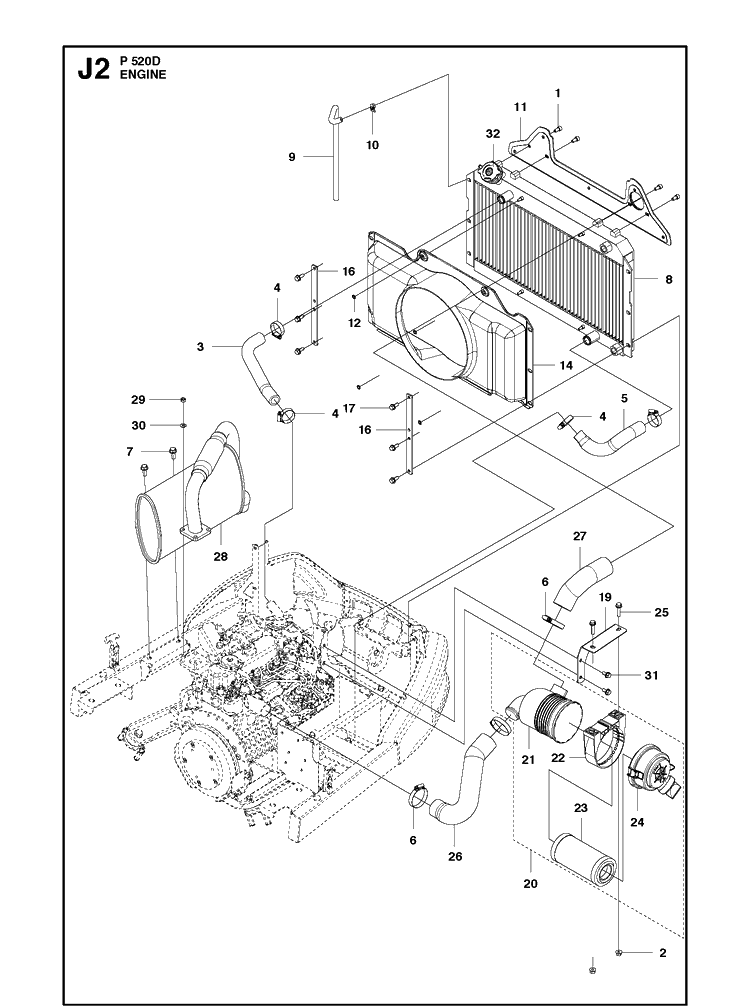 Engine 2 Diagram and Parts List for P520D (967019501)(20120100001-20143999999) Husqvarna Lawn Mower