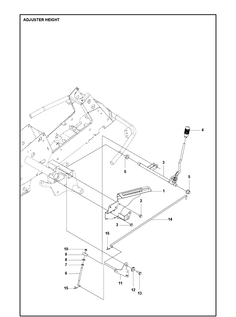 Height Adjustment Diagram and Parts List for R316TX  Husqvarna Lawn Mower