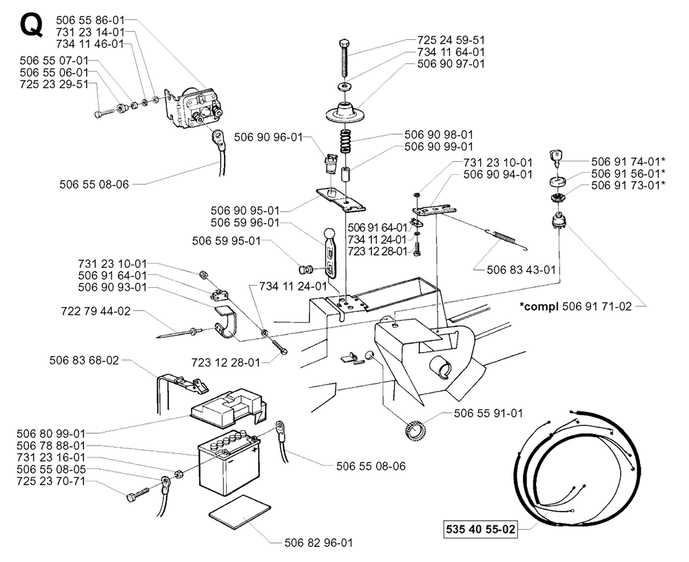Electrical Diagram and Parts List for R13BIO 2001-01 Husqvarna Lawn Tractor