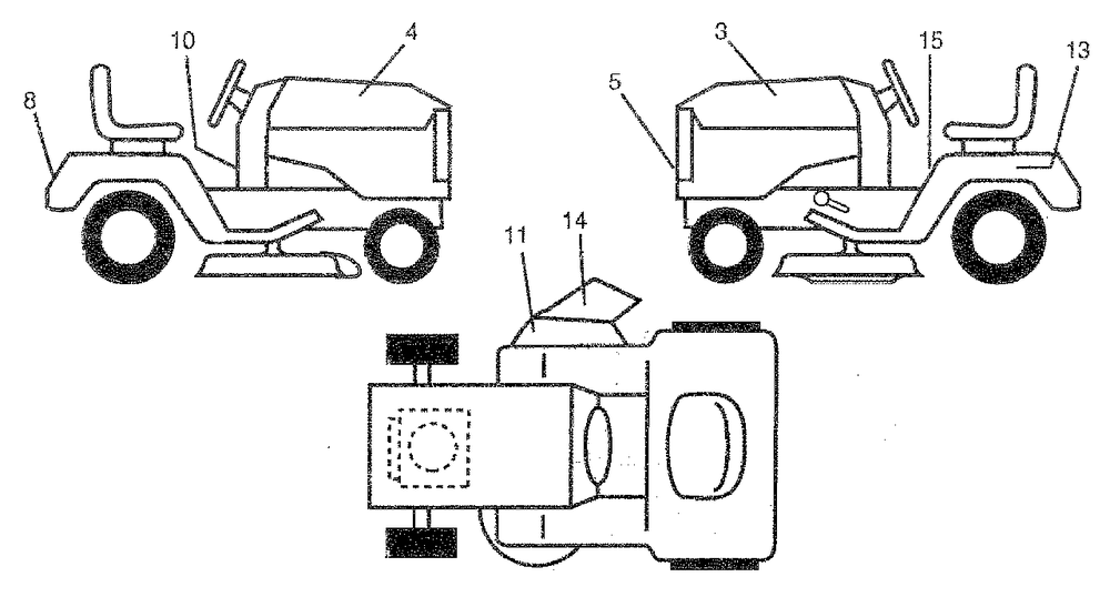 Decals Diagram and Parts List for LR120 (954000412-B)(1992-10) Husqvarna Lawn Tractor