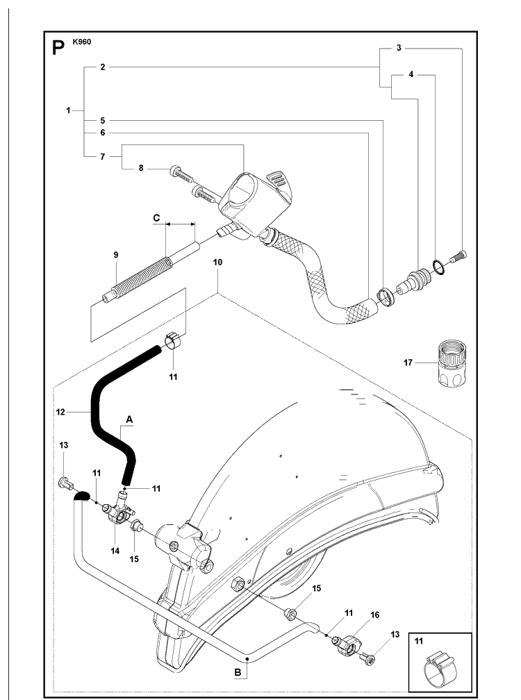 Housing Diagram and Parts List for KV960 2008-12 Husqvarna Lawn Tractor Accessories
