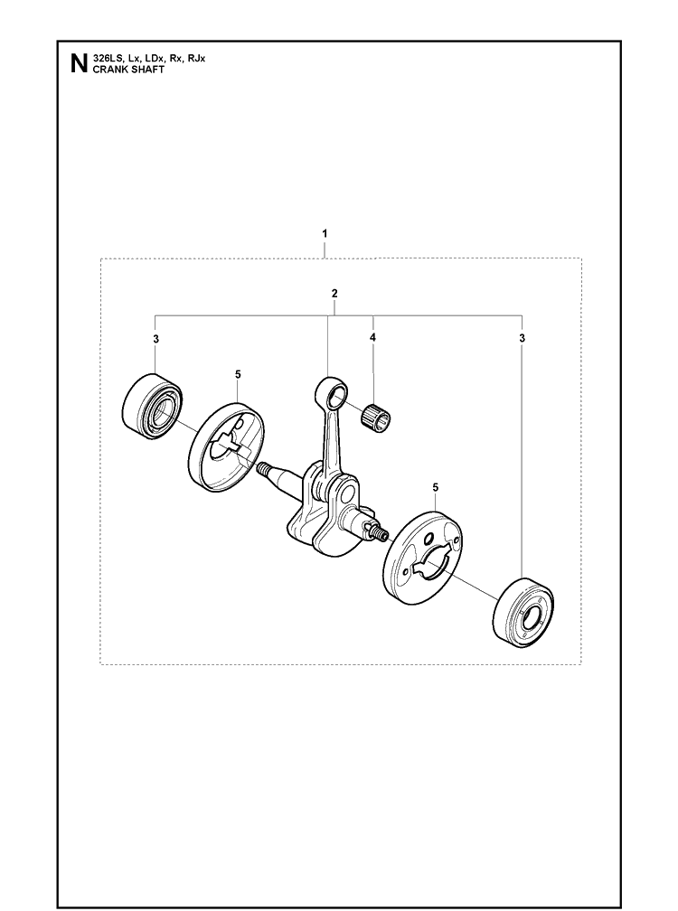 Crankshaft Diagram and Parts List for 326LDX 20091800001-Current Husqvarna Edger