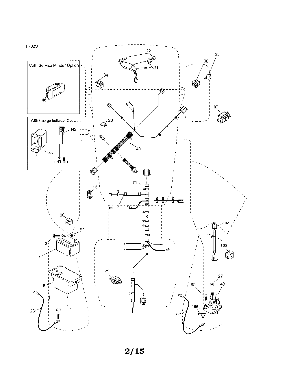 Electrical Diagram and Parts List for YTH22V42-96043017301  Husqvarna Lawn Tractor