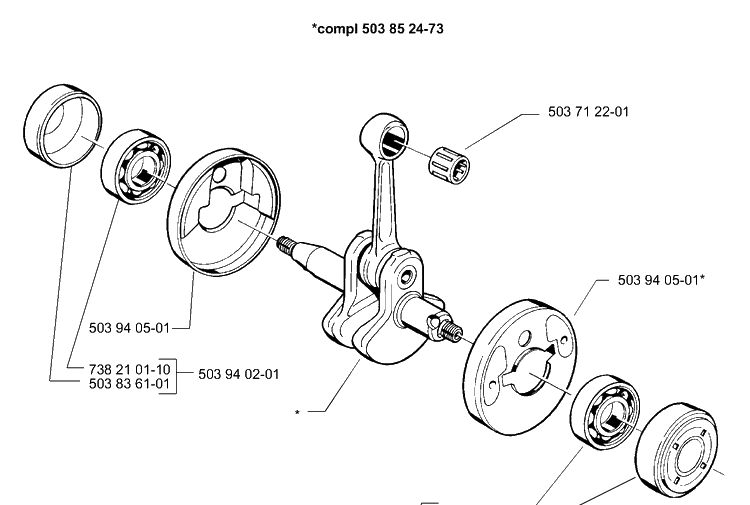 Crankshaft Diagram and Parts List for 325E (X-SERIES)(1999-10) Husqvarna Edger