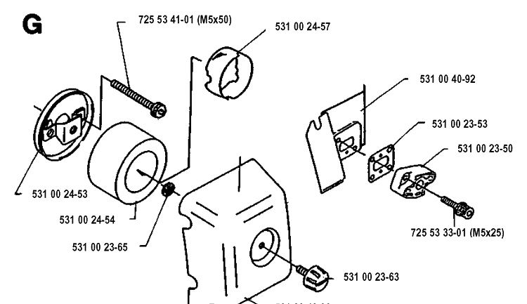 Air Filter Diagram and Parts List for 120R  Husqvarna Brush Cutter