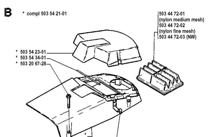 Air Filter Cover Diagram and Parts List for 262XP 19910900001-19924400000 Husqvarna Chainsaw