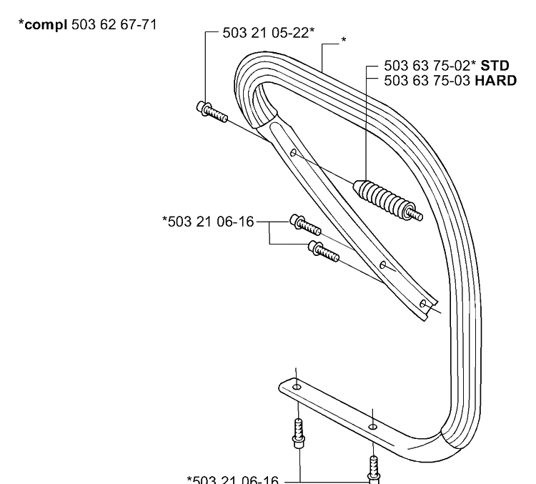 Front Handle Diagram and Parts List for 365EPA 2002-01 Husqvarna Chainsaw