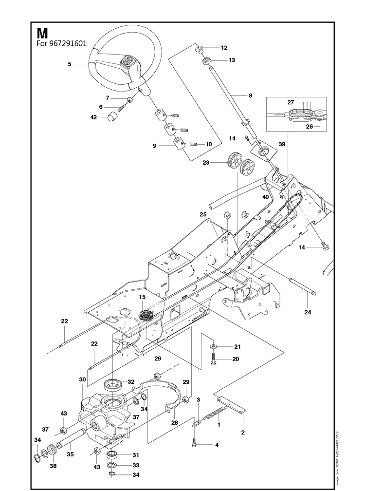 Steering 2 Diagram and Parts List for R316TAWD (966757601)(2012) Husqvarna Lawn Mower