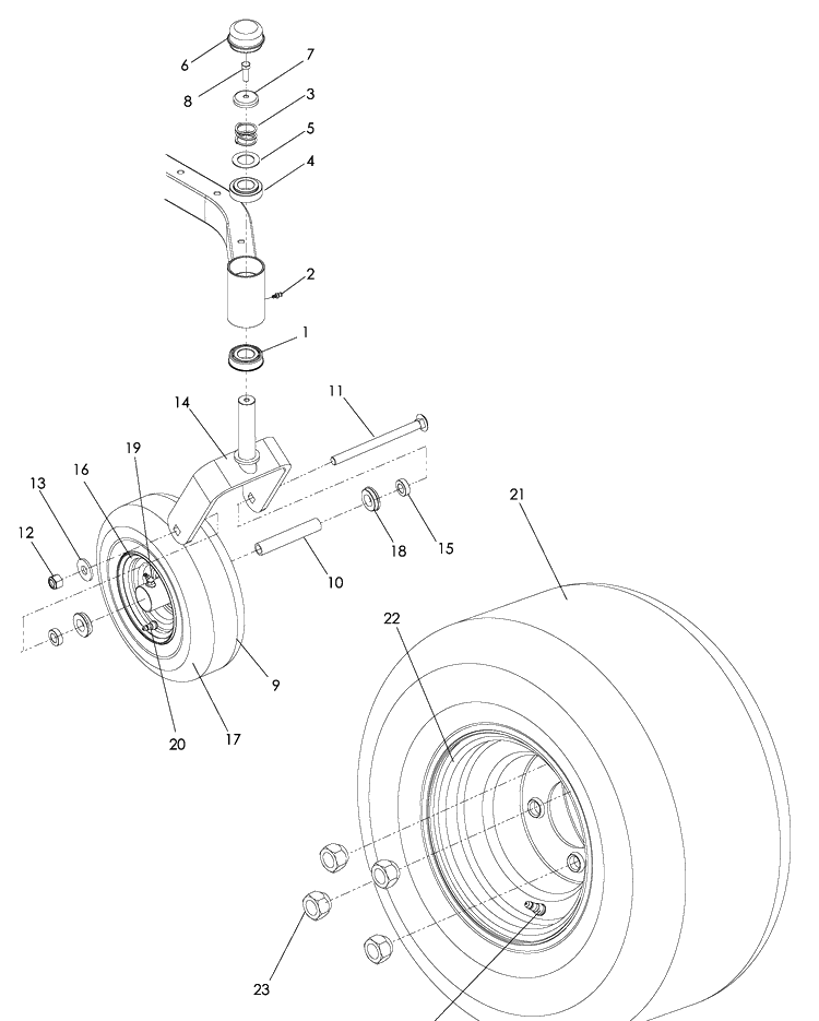 Wheels And Tires Diagram and Parts List for RZ5424 (965881301)(2009-01) Husqvarna Lawn Mower