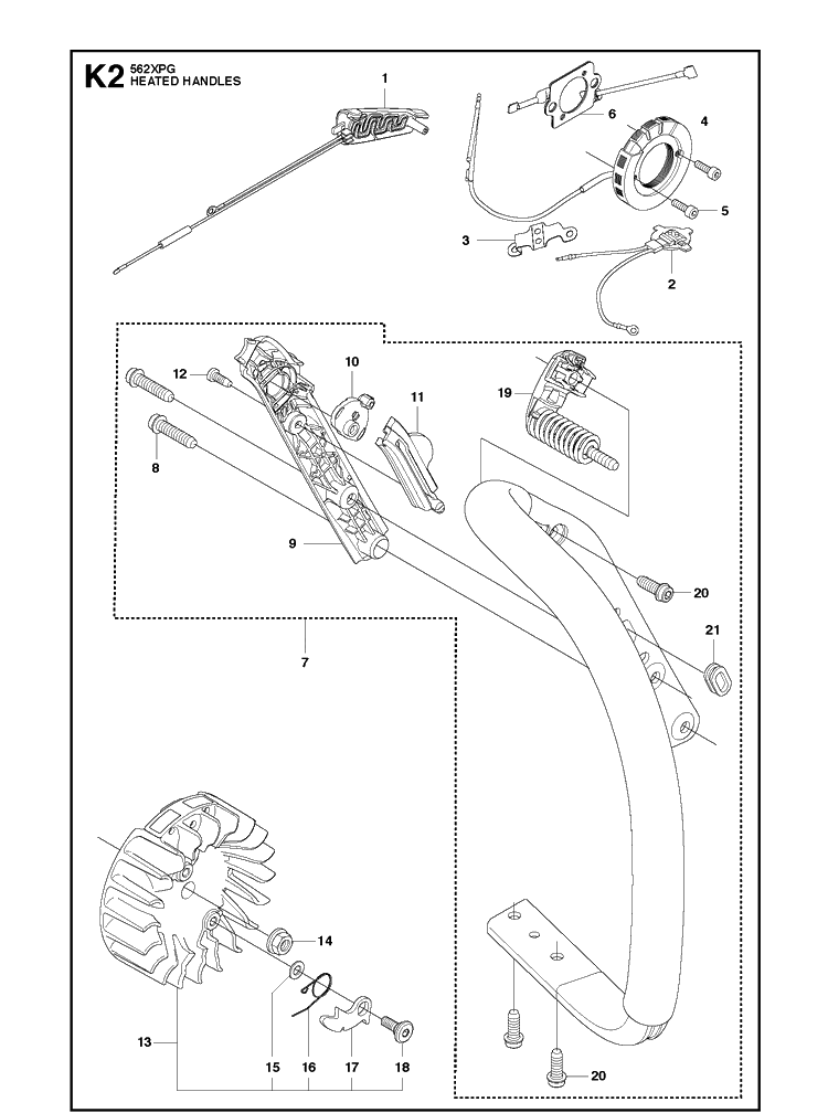 Heated Handles Diagram and Parts List for 562XP 2013-01 Husqvarna Chainsaw