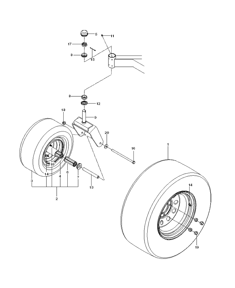 Wheels Tires Diagram and Parts List for MZ6128 (966613103)(2013-01) Husqvarna Lawn Mower