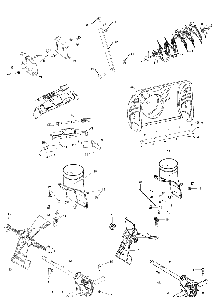 Auger Housing And Impeller Diagram and Parts List for ST430  Husqvarna Snow Blower