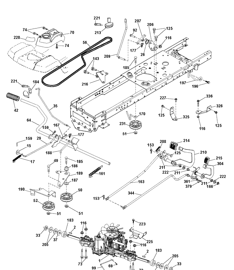 Drive Diagram and Parts List for TS242D  Husqvarna Lawn Tractor