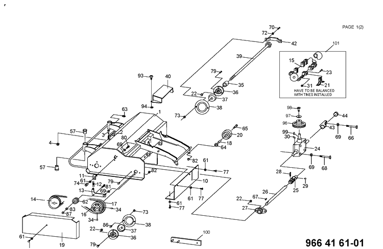Product Complete 2 Diagram and Parts List for 966416101 2012 Husqvarna Lawn Mower