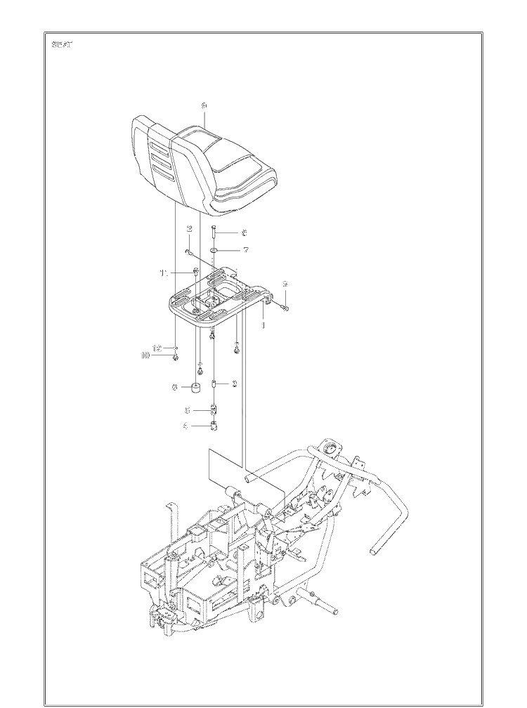 Seat Diagram and Parts List for 967187001  Husqvarna Lawn Tractor Accessories
